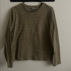 Croft & Barrow Women's XL Sage Green  Floral Women's Long Sleeve Cotton Top